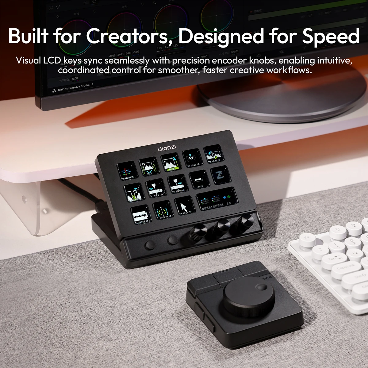 ULANZI D200X Stream Controller with 3 Knobs, 14 Customizable LCD