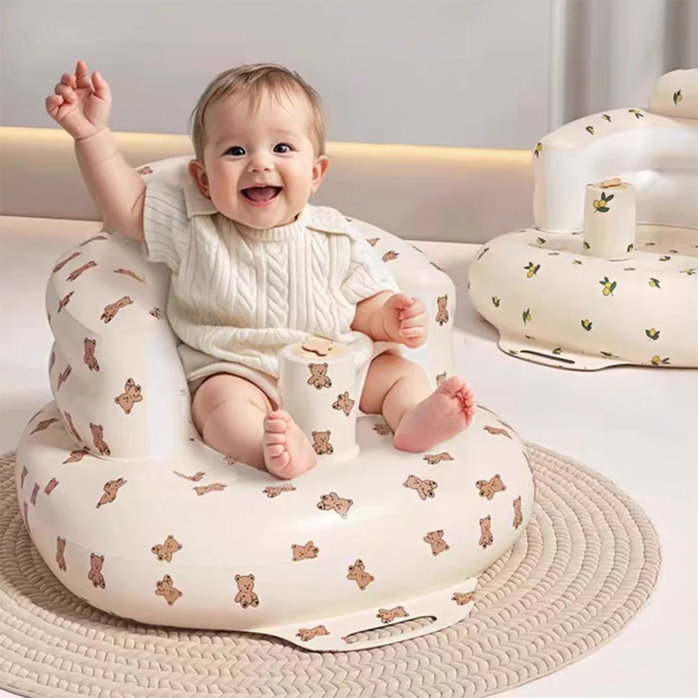Inflatable Baby Seat Sofa Bathroom Stool Baby Resting Armchair Foldable Baby Feeding Dining Chair Learning Sitting Seats