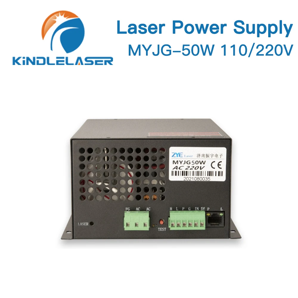 KINDLELASER 50W alimentatore Laser CO2 MYJG-50W 110V/220V per macchina da taglio per incisione di tubi Laser