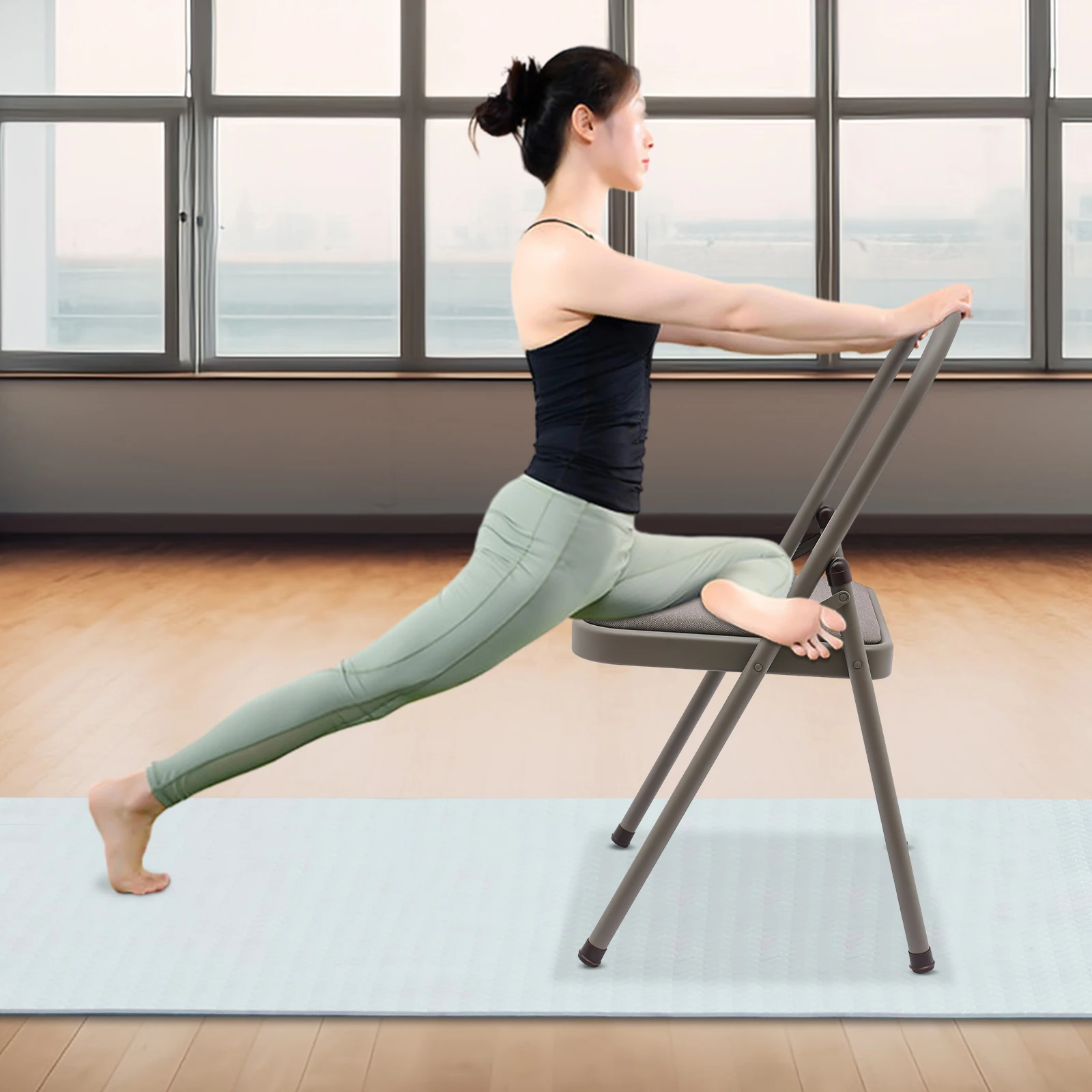 

Foldable Yoga Auxiliary Chair, Yoga Chair with Lumbar Back Support, Yoga Practice Balance Chair