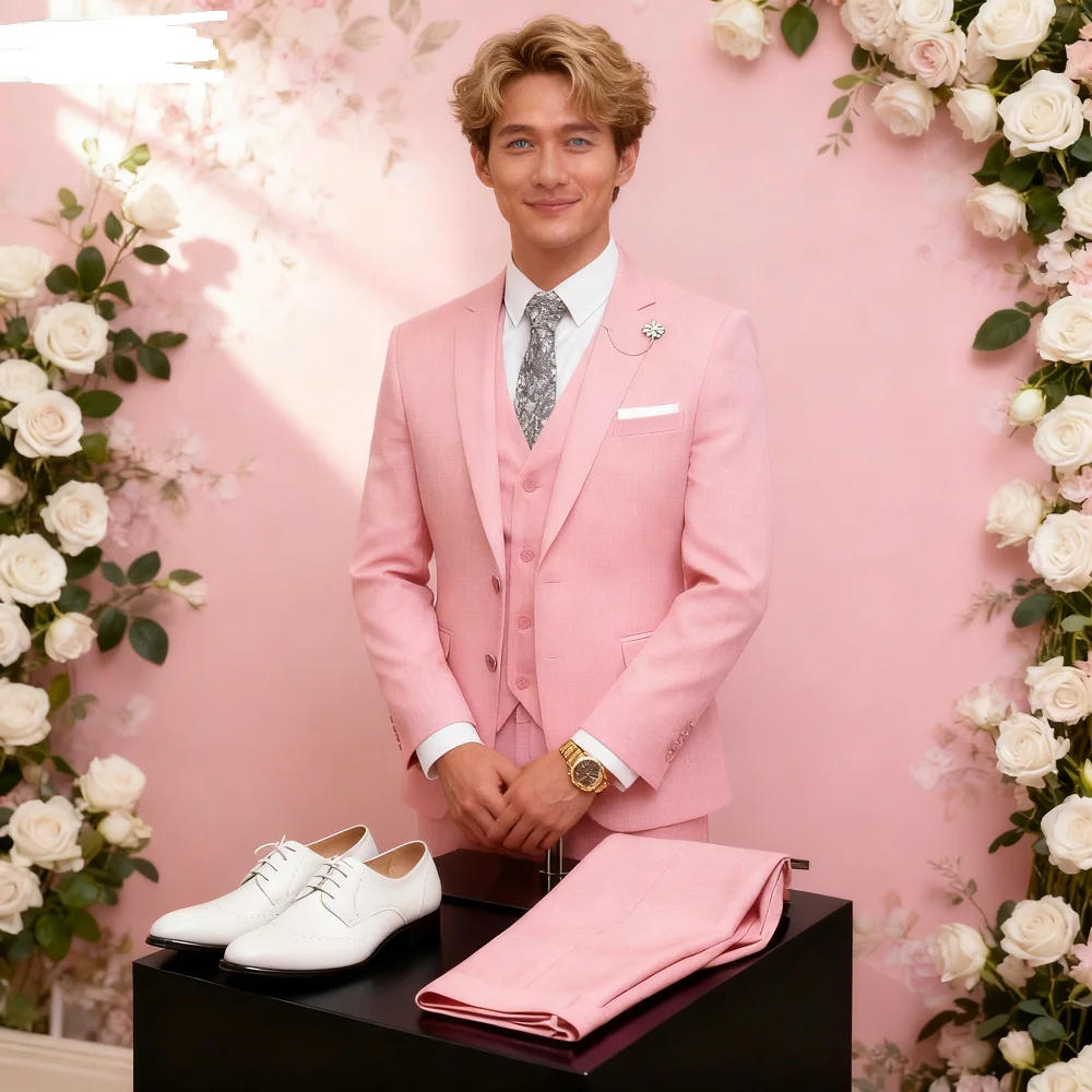 

3 Piece Slim Fit Customized Terno for Men Wedding Groomsmen Elegant Suit Blazer Set for Dance Ball