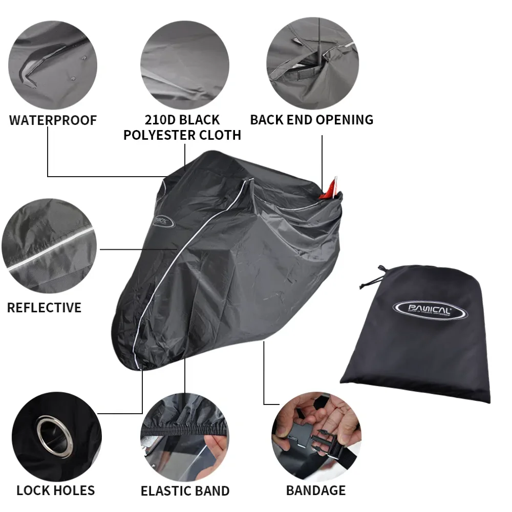 

Motorcycle Cover Waterproof All Season Dustproof UV Protective Outdoor Indoor Motorcycle Protective Universal Hood Waterproofing