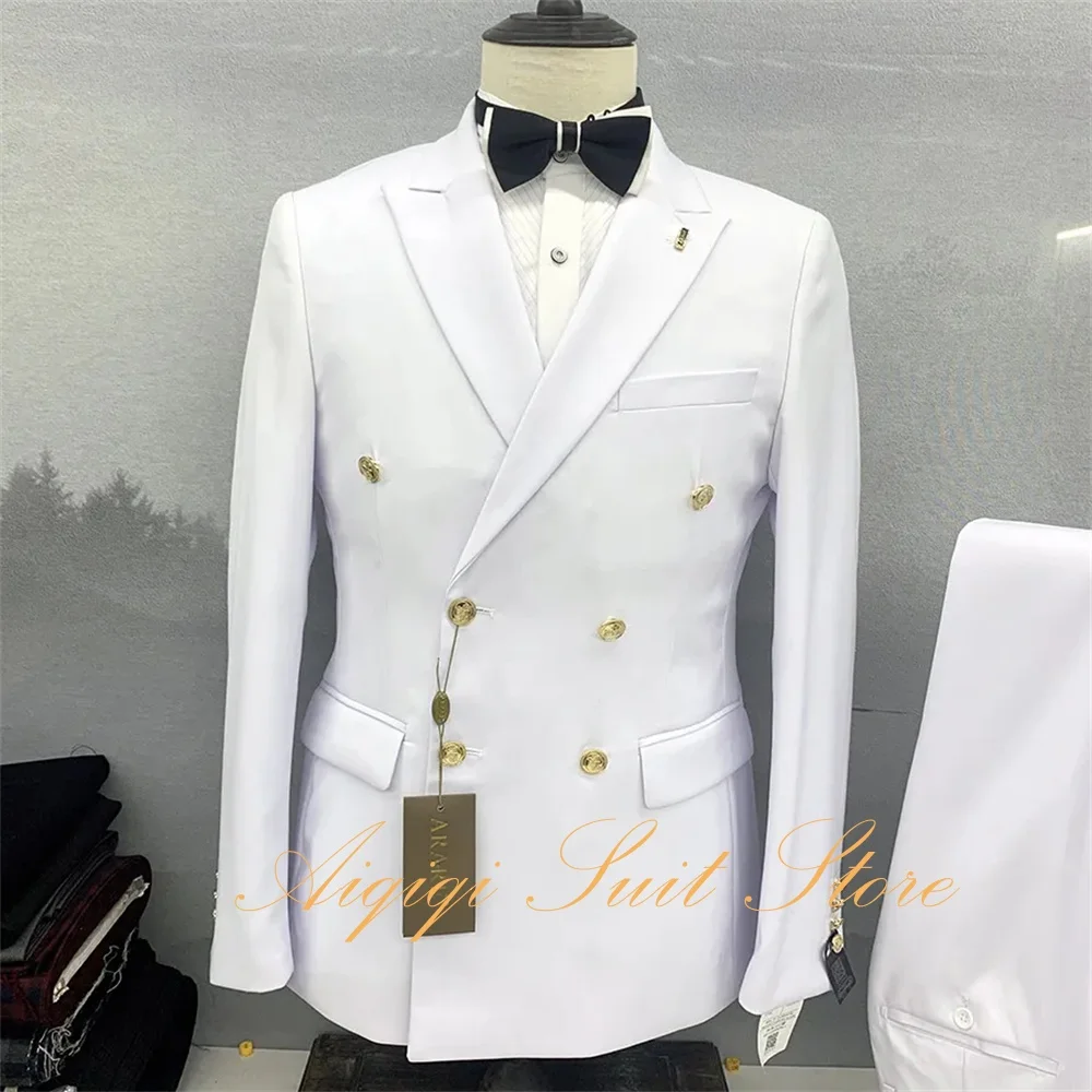 

Formal Men's Suit 2 Piece Set Slim Fit Double Breasted Blazer Business Men Suit Wedding Prom Groom Tuxedo Suits