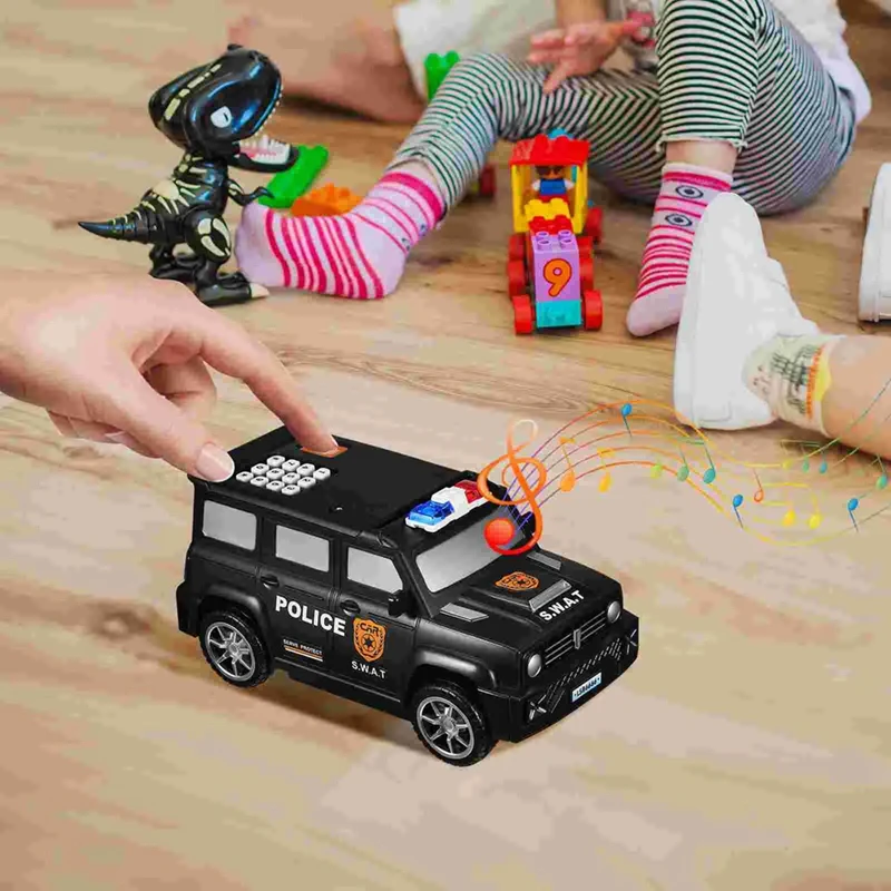 Digital Fingerprint Piggy Bank Police Car Kids Password Piggy Bank Money Box With Password For Kids Puzzle Locker