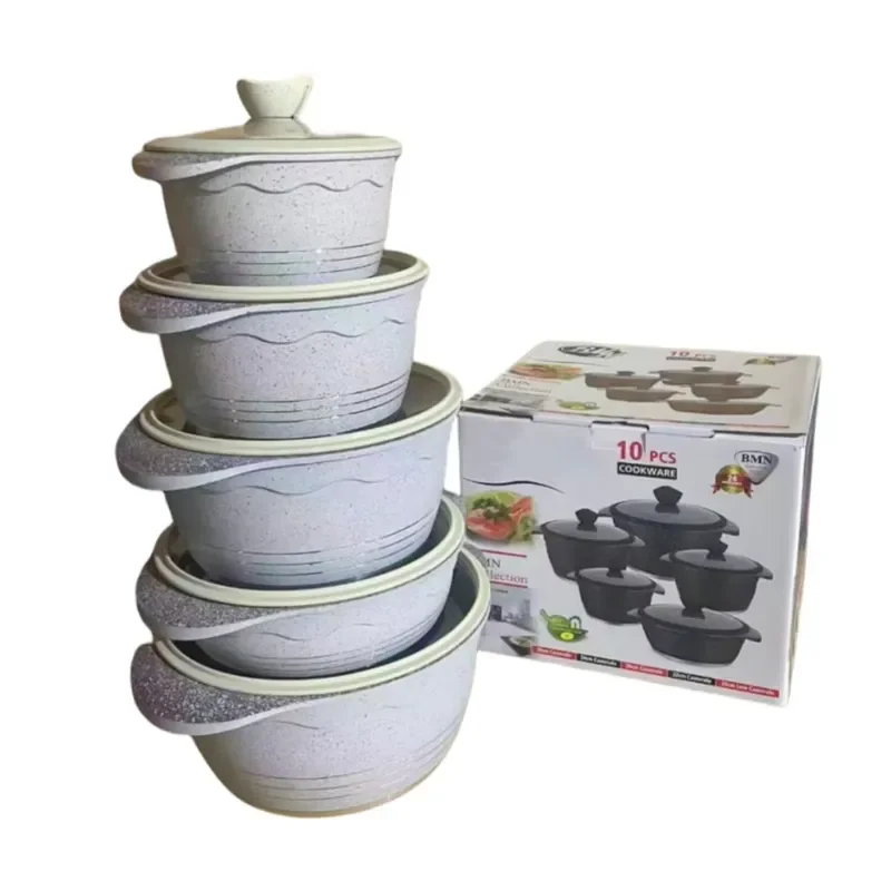 Hot Kitchen Utensils 10 Sets Kitchen Household Non-stick Medical Stone Marble Pot Aluminum