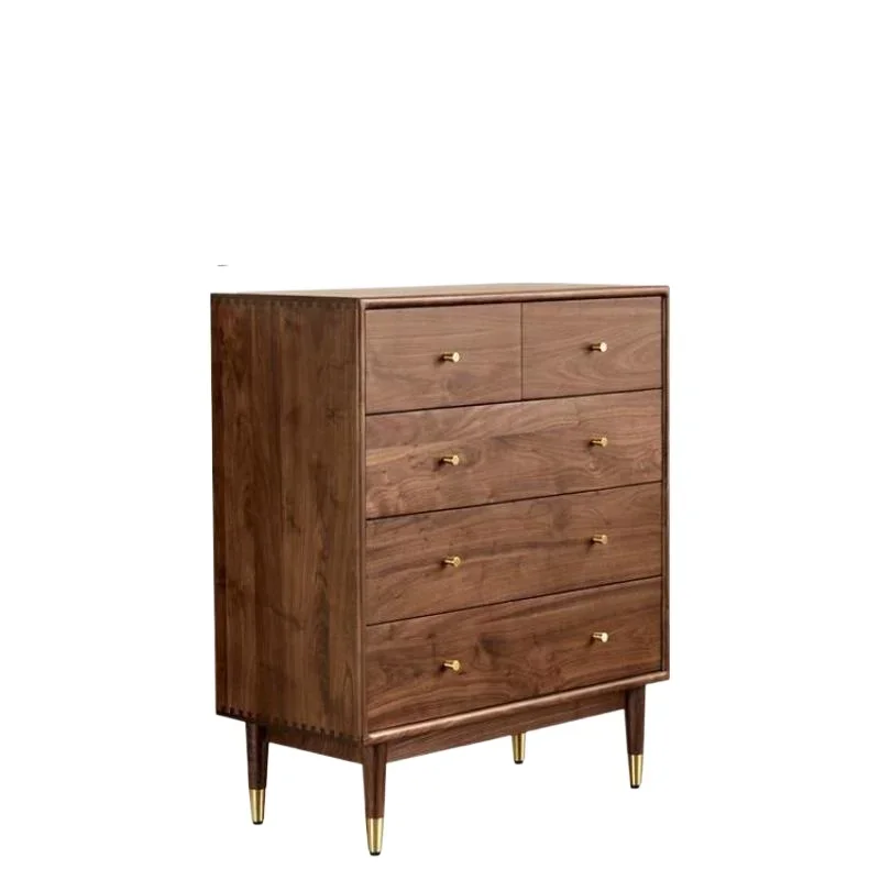 

Black walnut chest of drawers Simple modern solid wood chest of drawers Living room locker Storage cabinet