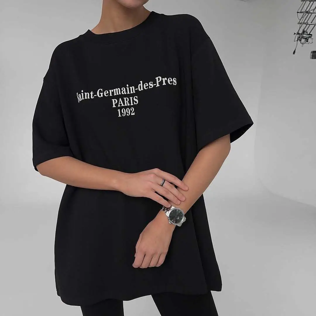 

A New Summer Design Style of Short Sleeves with Letters From Europe and America in 2025 Featuring Niche Printed Loose American