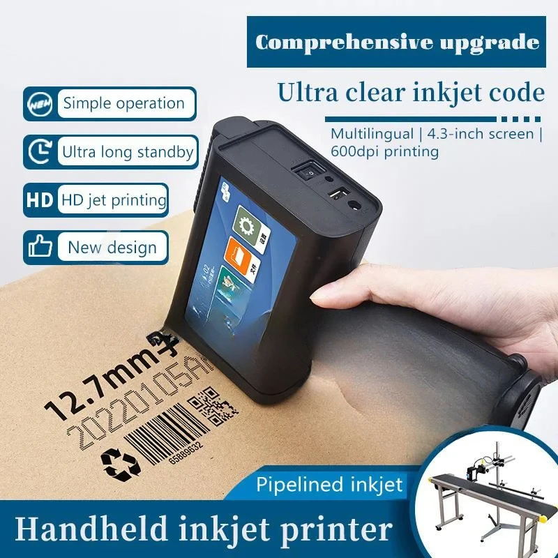 12.7mm M10 Handheld Small Inkjet Printer Commercial Food Packaging Batch Production Date Barcode Printer