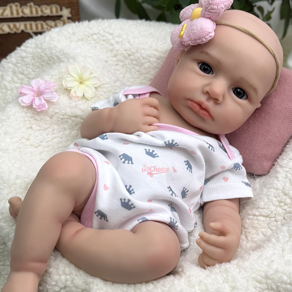 

18Inch Open Eyes Baby Girl Loulou Full Body Soft Silicone Reborn Doll Realistic Detailes Washable Newborn Doll for Dementia Gift