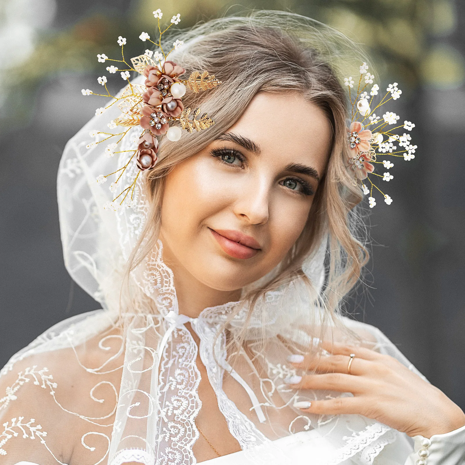 

1 комплект, свадебные гребни для волос с жемчугом, заколки для волос с цветами и стразами, свадебные аксессуары для волос, цветочный орнамент, женские заколки с цветами