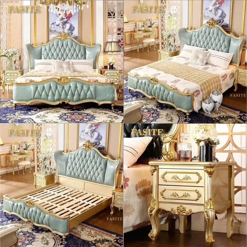 For Bed Frame Antique American Style Classic Solid Wood Bedroom Furniture Set Luxury Master Room Decor Durable