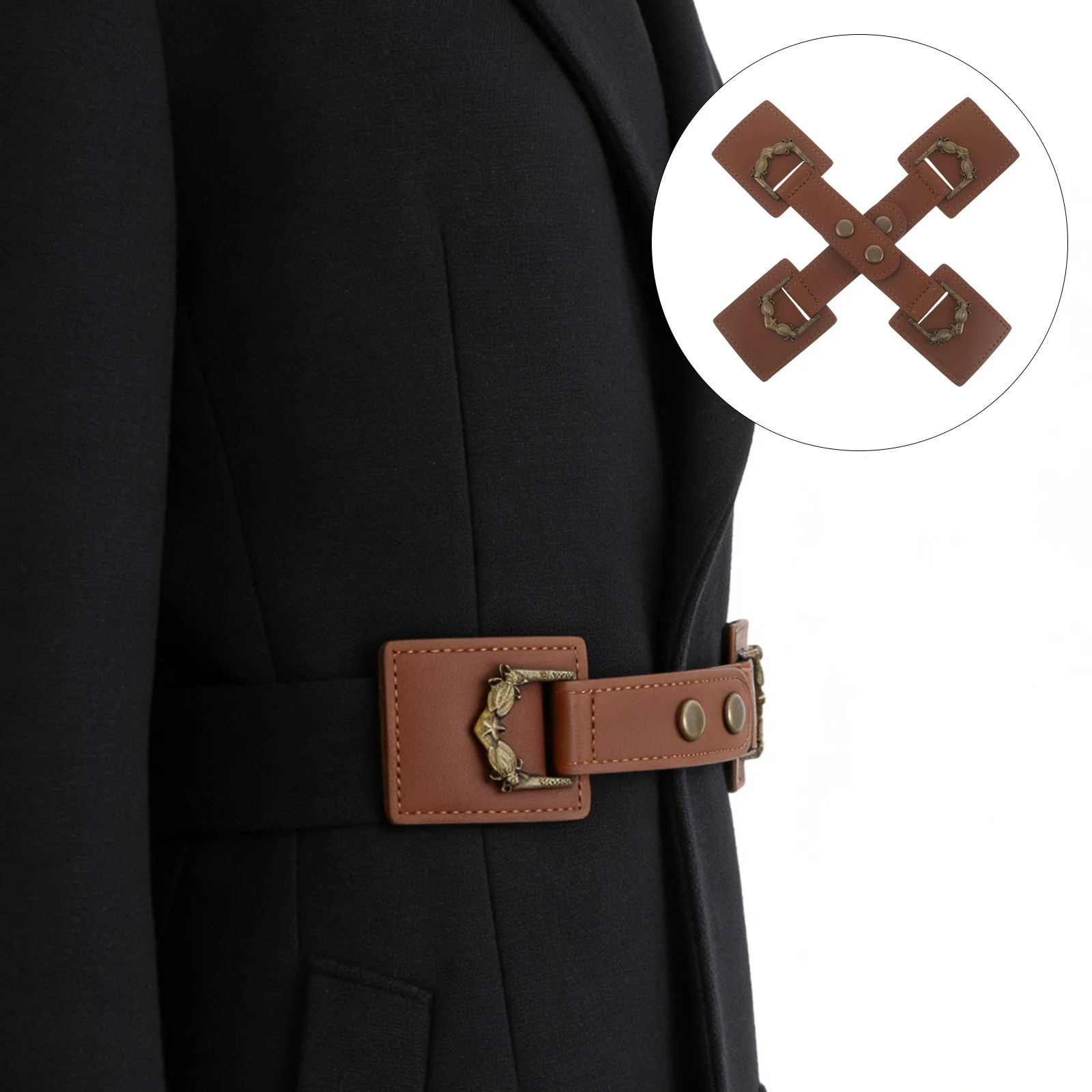 

2Pairs Metal Coat Toggle Buckle Set PU Connection Buckles for Jacket Coat Decorative Closure Fastening Hardware