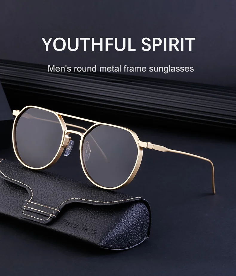 

New Popular Oval Frame Sunglasses Men's Metal Shades Double Bridge Round Frame UV400 Driving Sunglasses in Multiple Colours