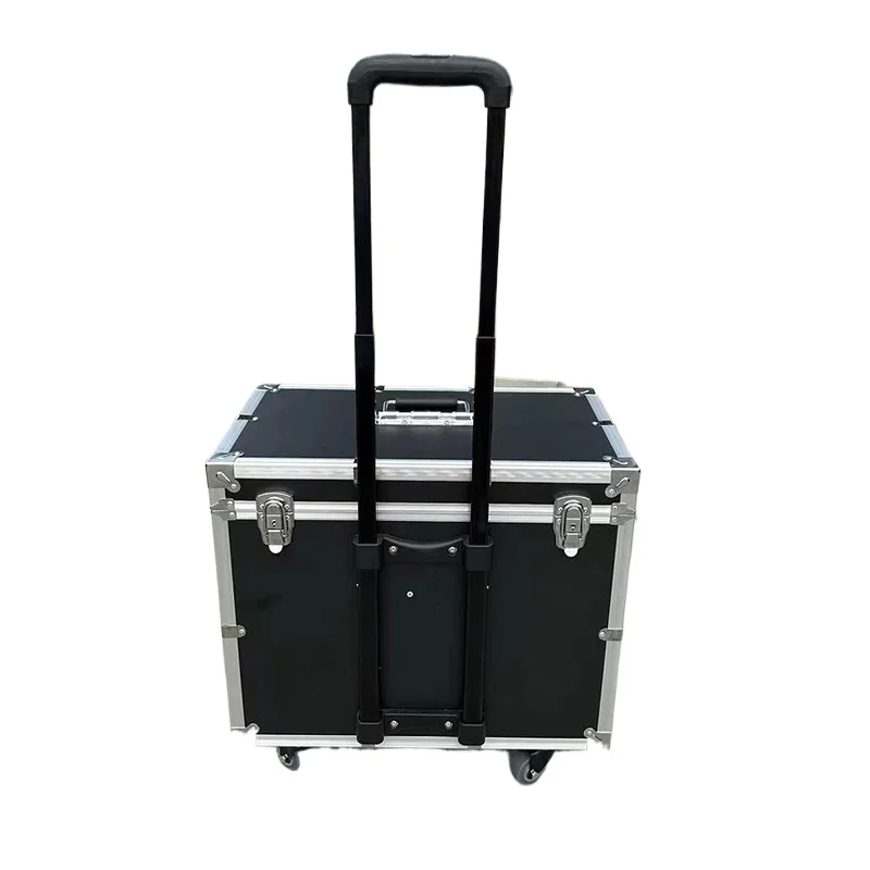 Kotak Peralatan Lipat Kotak Alat Batang Tarik Genggam dengan Roda Kotak Keras Kotak Peralatan Aloi Aluminium Kotak Peralatan Multilapis Multifungsi