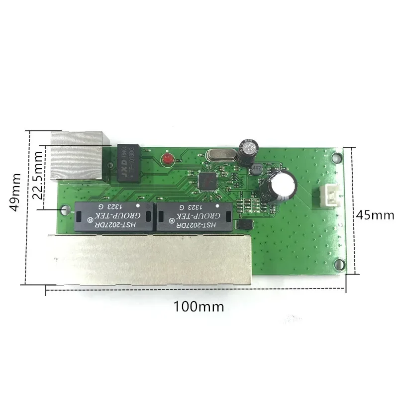 ミニギガビットスイッチモジュール,コンタクトポート,PCBマザーボード,LED回線で使用,5ポート,10 m, 100 m, 1000 m
