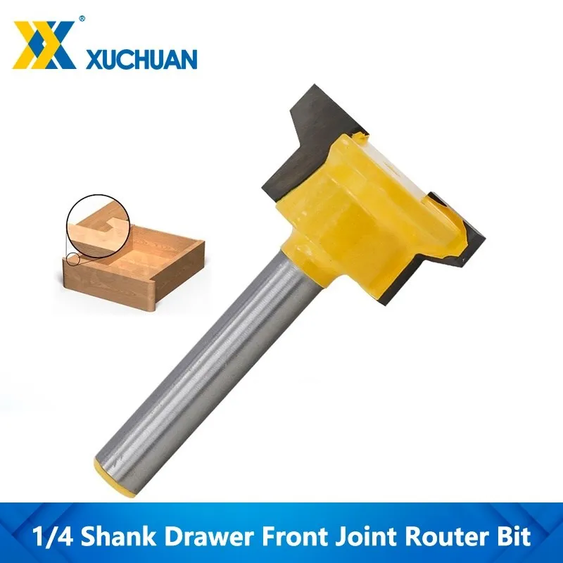 1pc 1/4\'\'(6.35mm)  Shank Reversible Drawer Front Joint Router Bit Woodworking  End Mill Tenon Cutter T Slot Milling Cutter