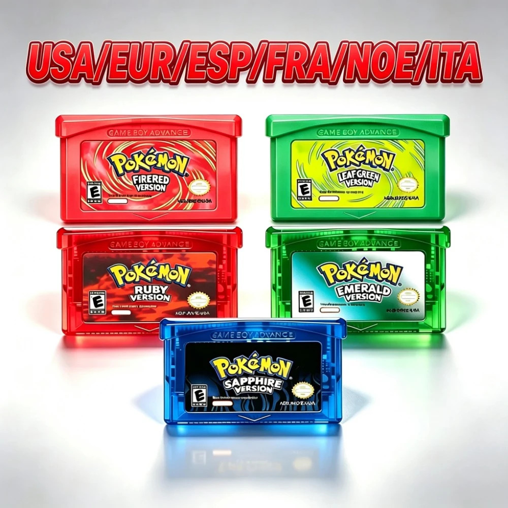 Pokémon-Serie GBA-Spielmodul Fire Red Leaf Green Emerald Ruby Sapphire USA/ESP-Version für GBA SP NDS
