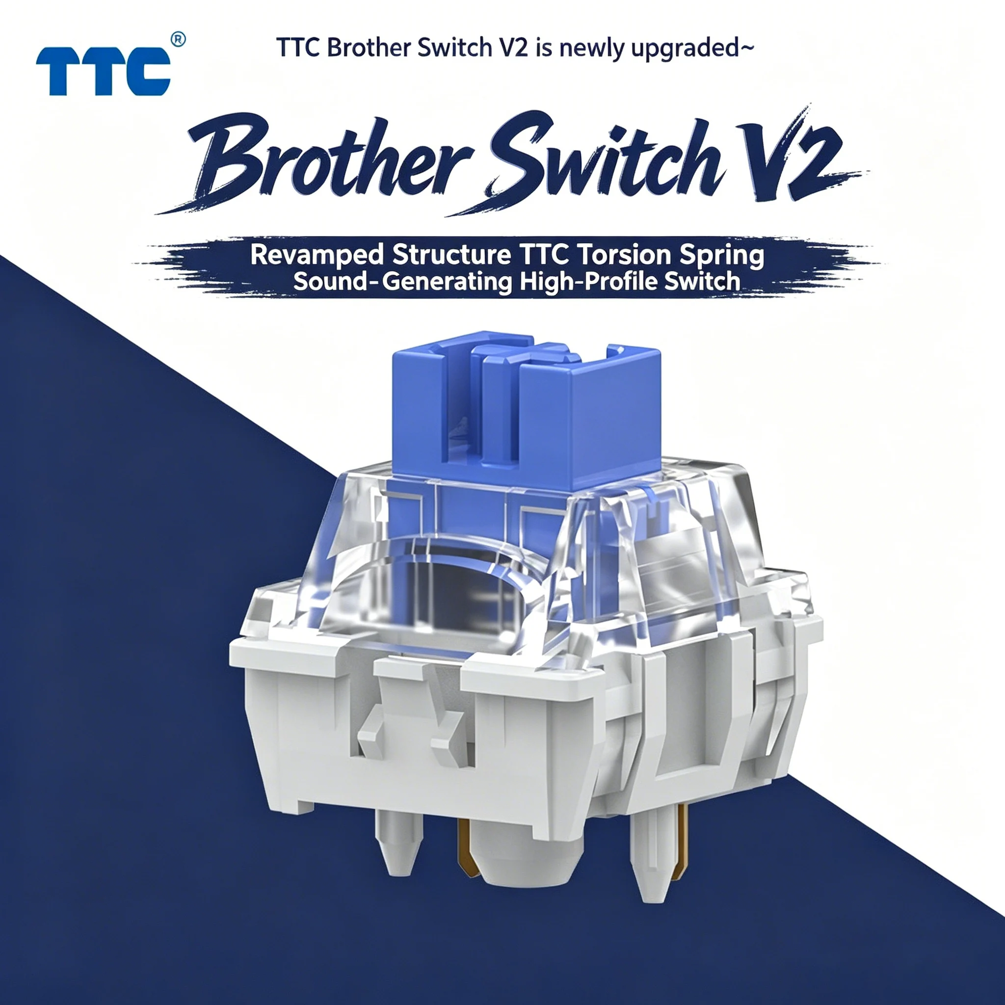 TTC Brother V2 Clicky Tactile Switch 5pin Factory Lubed Mechanical Switches Crisp Sound for Custom Keyboard GK61 RK61 DIY Switch
