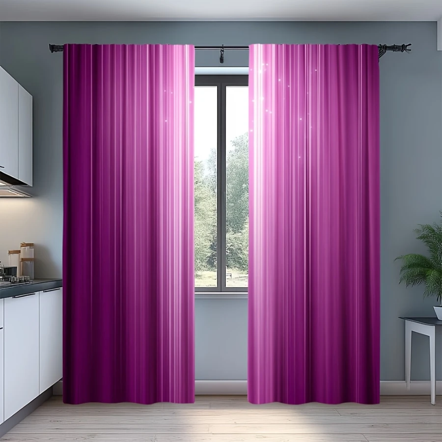 2PCS Digital Printed Curtains, Gradient Pink Purple Design, Gradient Minimalist Style for Living Room Bedroom Home Decor