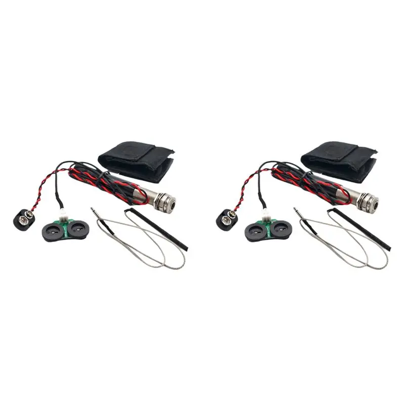 CGDS-2X Active Endpin Jack Preamp Piezo Pickup Kit Volume & Tone Control For Acoustic Classical Guitar Parts