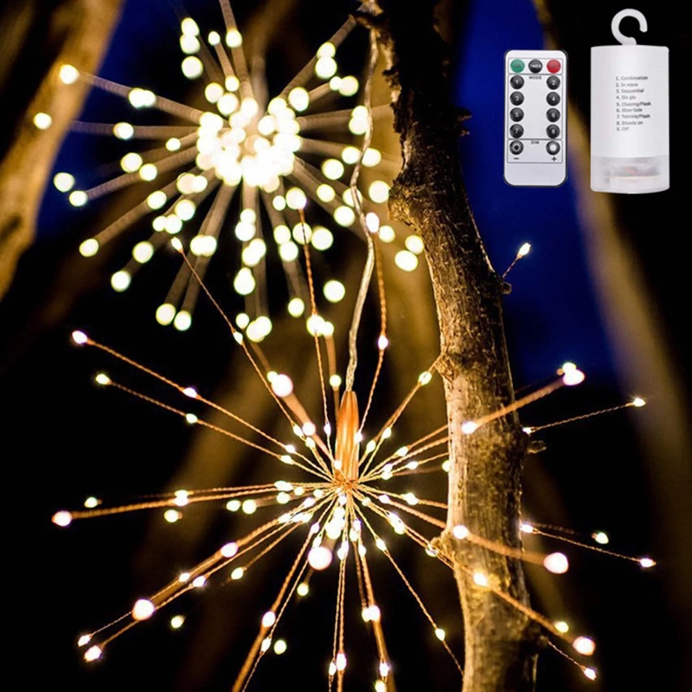 

Outdoor Indoor LED String Lamp IP65 8 Modes Hanging Starburst Firework Fairy String Light Xmas Backyard Decoration Lamp