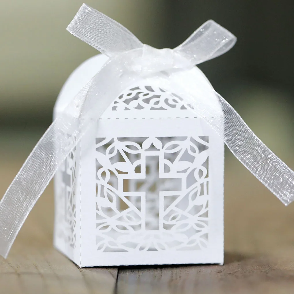 50 Pieces Gift Boxes Candy Chocolate Biscuit Package Holder Paper Wedding Decorative Atmospheres Ribbon Container Pink