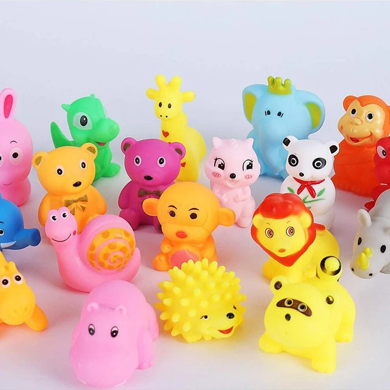 10PCS Children Cartoon Bathing Enamel Animal Toys Baby Yellow Duck Water Toys Baby Shower Toys Bathroom Supplies Gifts TMZ