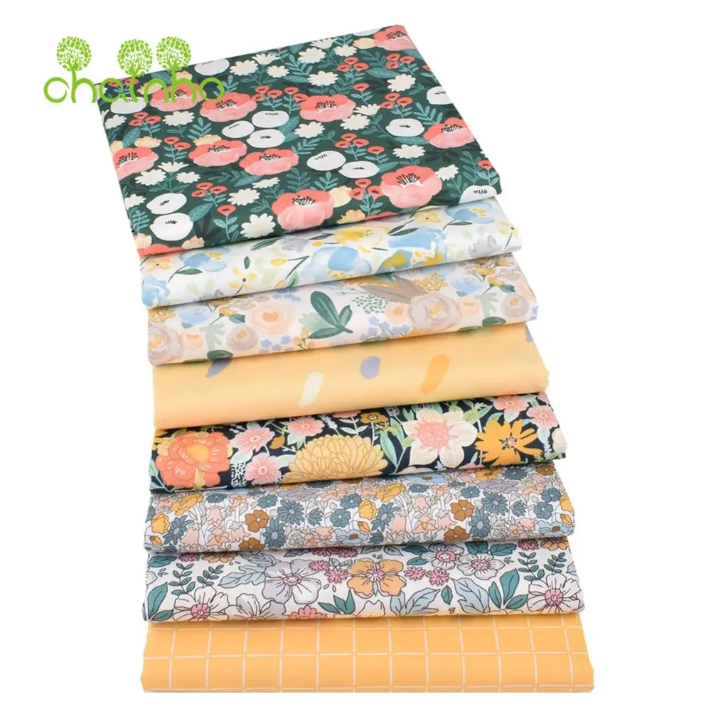 Chainho,Printed Twill Weave Cotton Fabric,Patchwork Cloth,DIY Sewing Quilting Material,Handmade Textile,20x25cm/Piece,CC226-230