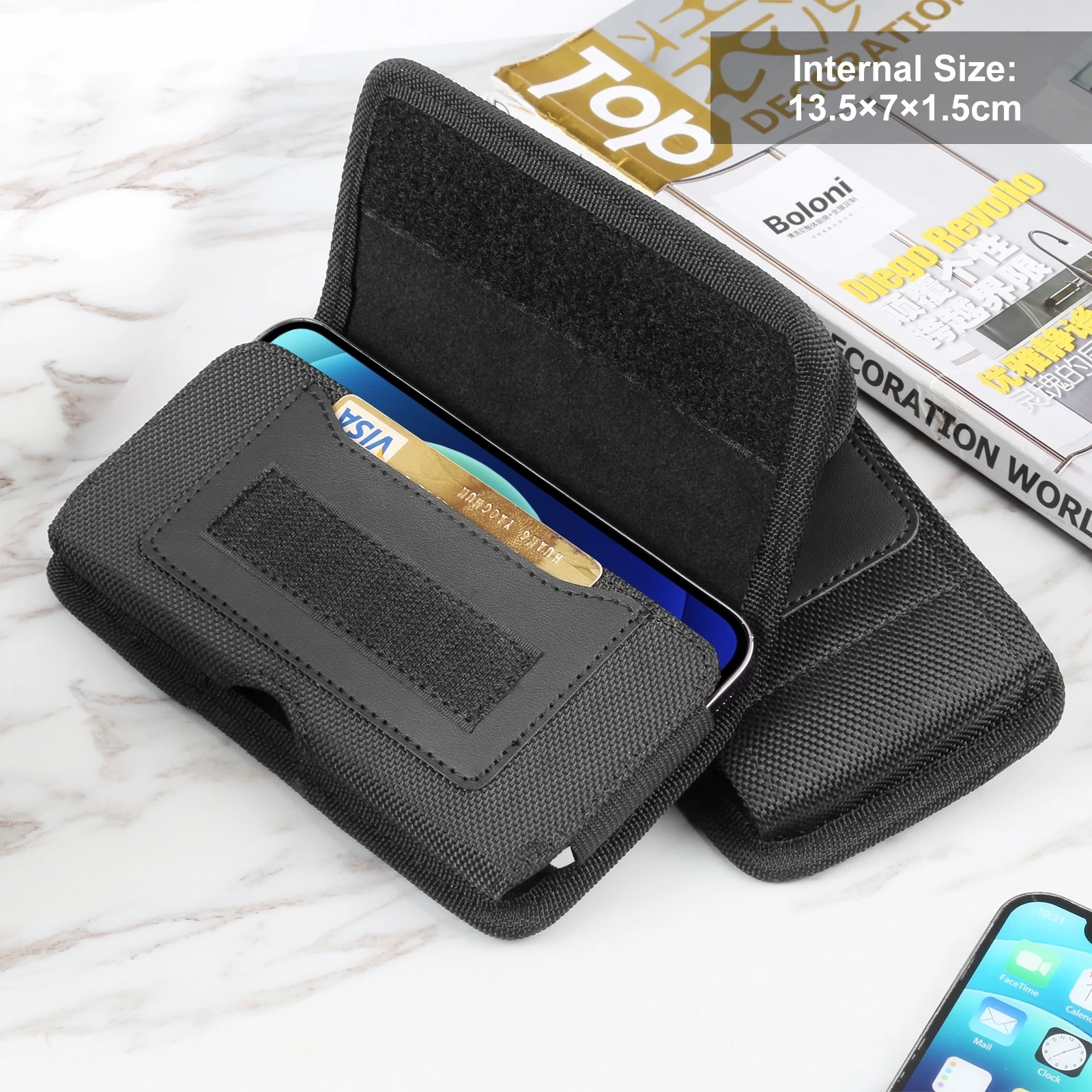HAWEEL Mobile Phone Waist Bag 4.7-6.8 inch Phone Holster Case Nylon Cell Phone Belt Clip Pouch For iPhone 15 14 13 12 11 Samsung image 5