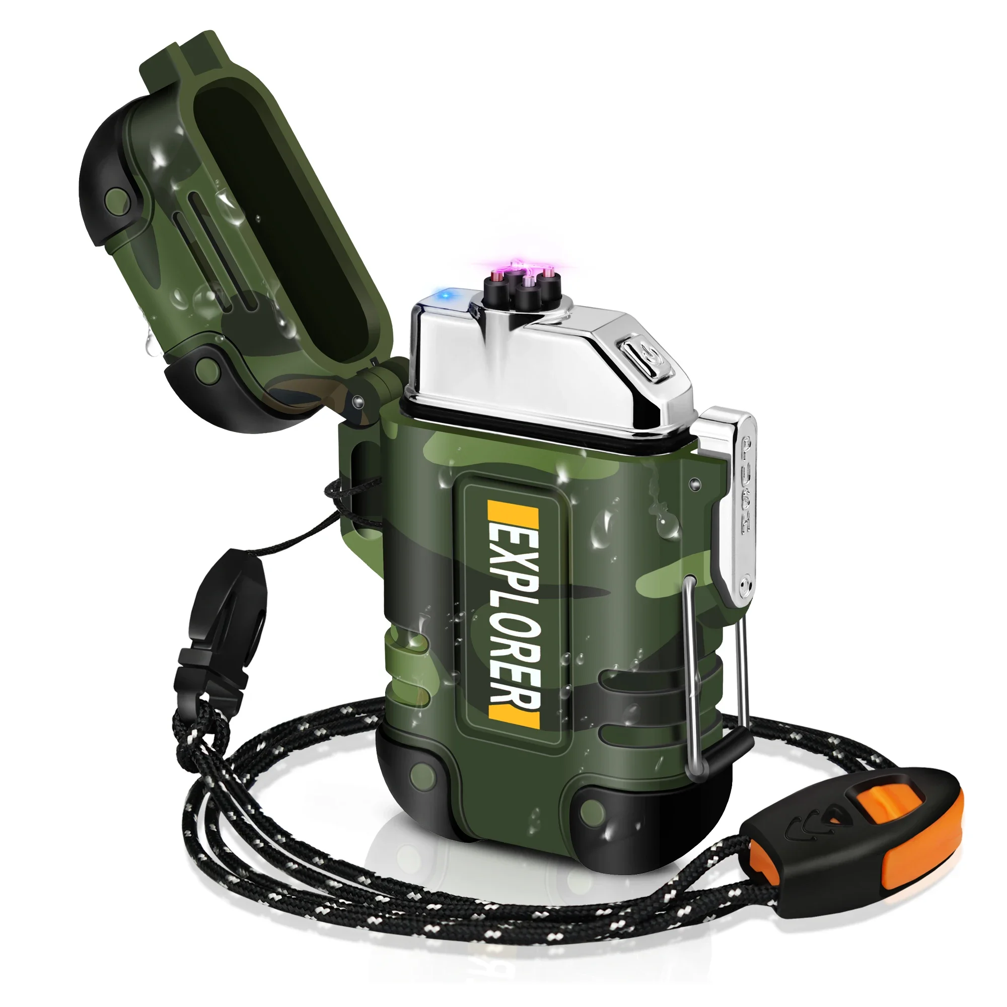 

2025 new USB charging dual arc ignitor portable electric waterproof and windproof plasma outdoor camping lighter accessories