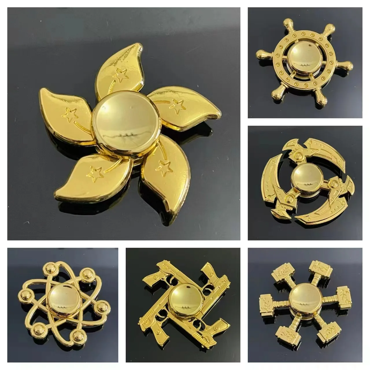 New Gold Color Metal Fidget Spinner Zinc Alloy Hand Spinner R188 Mute Bearing Adults Fidget Toys Office Stress Relief Toy Gifts