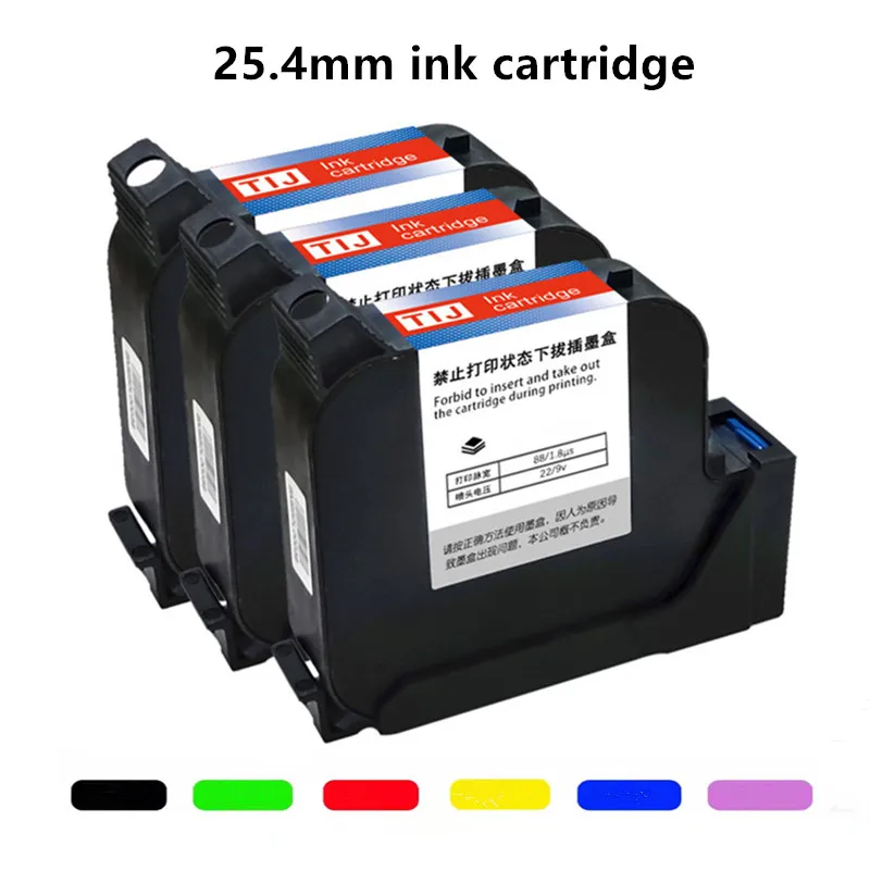 

25.4MM Non Encrypted Hand-held Inkjet Printer Environment-friendly Solvent Based Multi-color Fast Drying 1 Inch Ink Cartridge