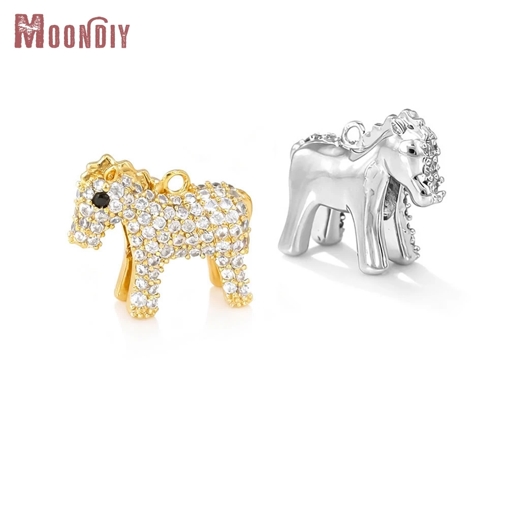 

2PCS 12x14MM 18K Gold Color Brass and Zircon Horse Charms Pendants High Quality Diy Necklace Earrings Jewelry Making Accessories