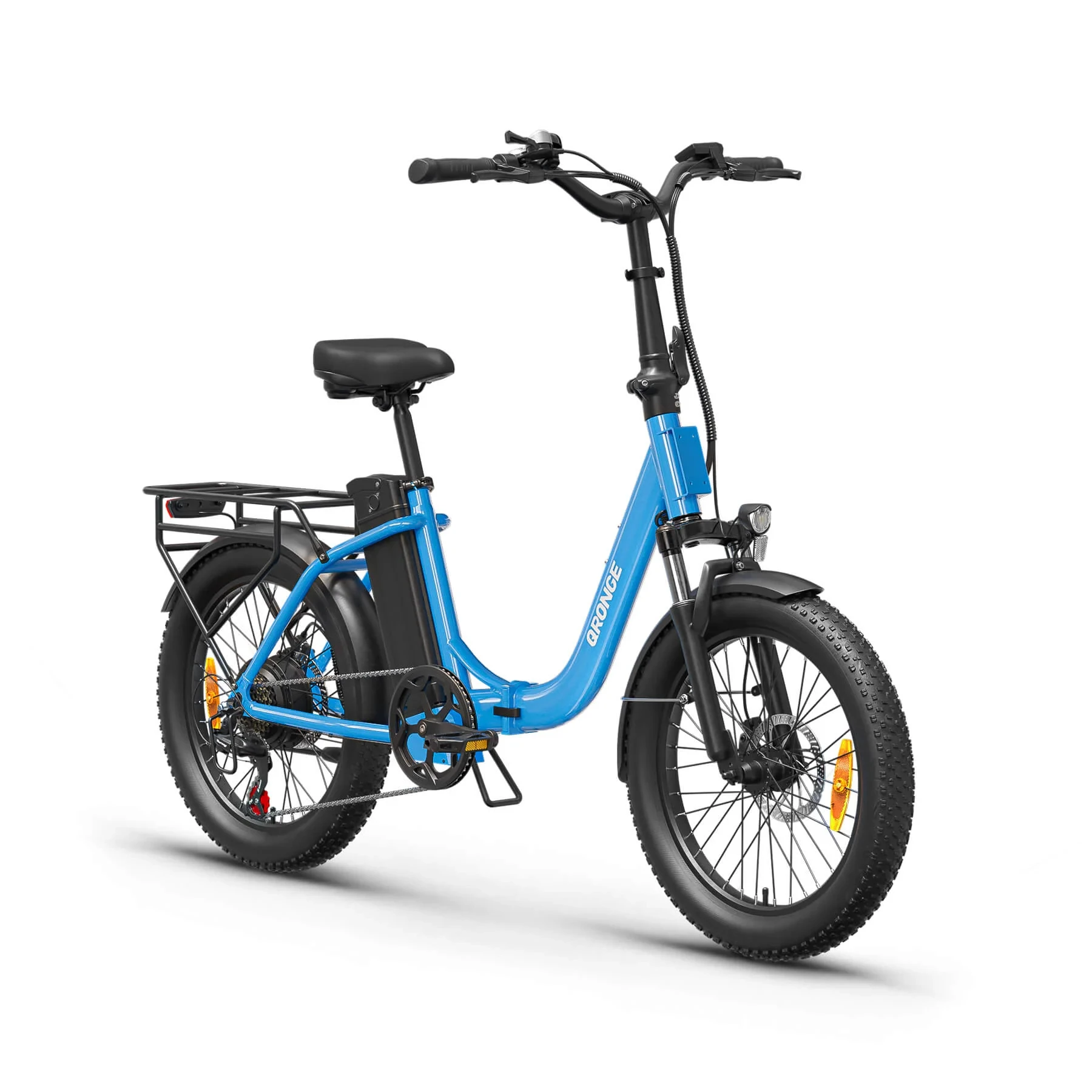 QRONGE Mirage Electric Bike 1000W Peak Folding Electric Bicycle 486Wh 70 Miles Range Ebike 7 Speed 25 MPH Max 20" Step-Thru Bicycle With Front Basket Waterproof Removable Battery image 1