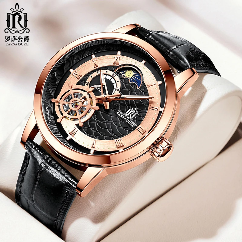 

Moon Phase Tourbillon Mechanical Watches for Men Designer Tourbillon Automatic Mens Wristwatches Waterproof Relogio Masculino