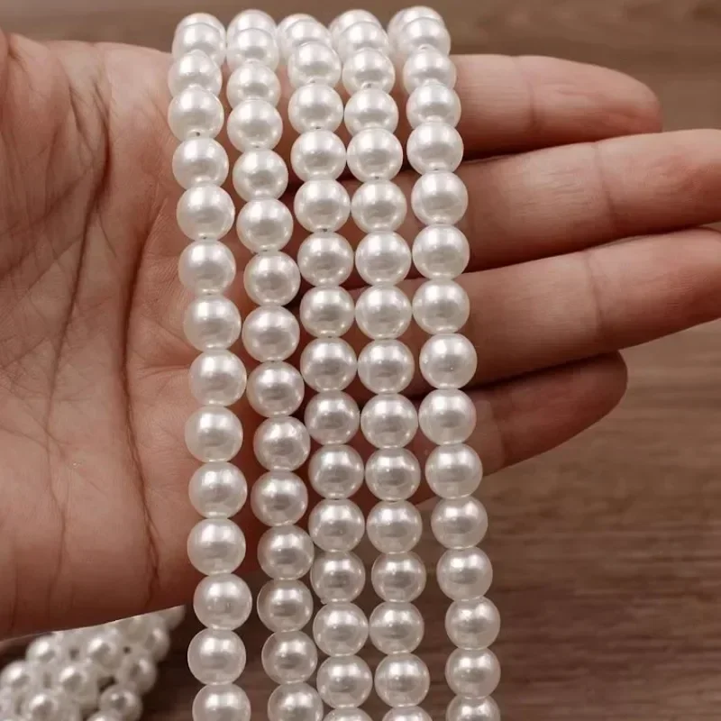 Borsa di perle da 8 mm con catena per borsa da trasporto a mano tracolla corta perla bianca catena per cellulare cordino catena di estensione fai da te