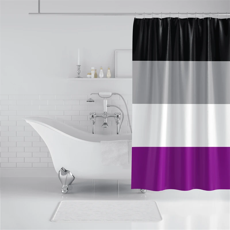 

Aertemisi Asexual Pride Flag Rainbow LGBT Shower Curtain Set with Grommets and Hooks for Bathroom Decor