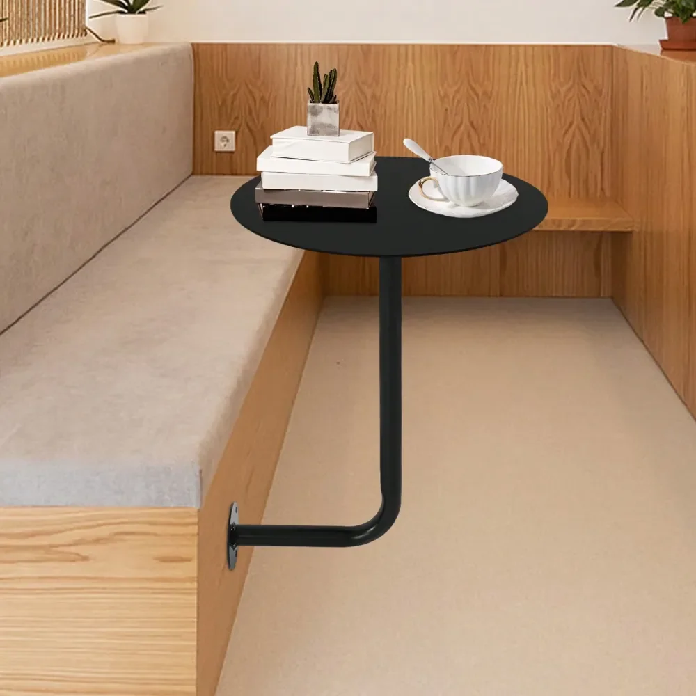 

Round Bar Table, LShaped Iron Base Cocktail Table For Pub, Bistro, Kitchen, Modern Floating Drink Table, Small Metal Side Table