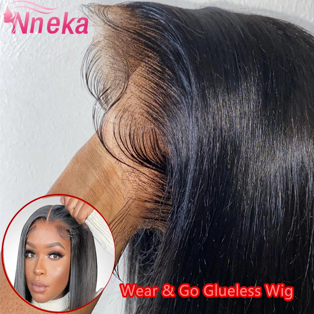 วิกผมตรงแบบไม่ต้องใช้กาว ผมแท้ 100%  แบบปิด 4x4 5x5 พร้อมสวมใส่  แบบลูกไม้ HD 13x4 13x6 วิกผมสีดำ 40 นิ้ว ผมบราซิล