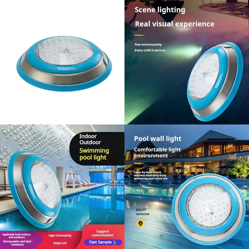 for IP68 Portable Surface Mount Stainless  Color Changing Light 9W 12W Dimmable 12-36V 4000K 150lm Underwater Pool Light