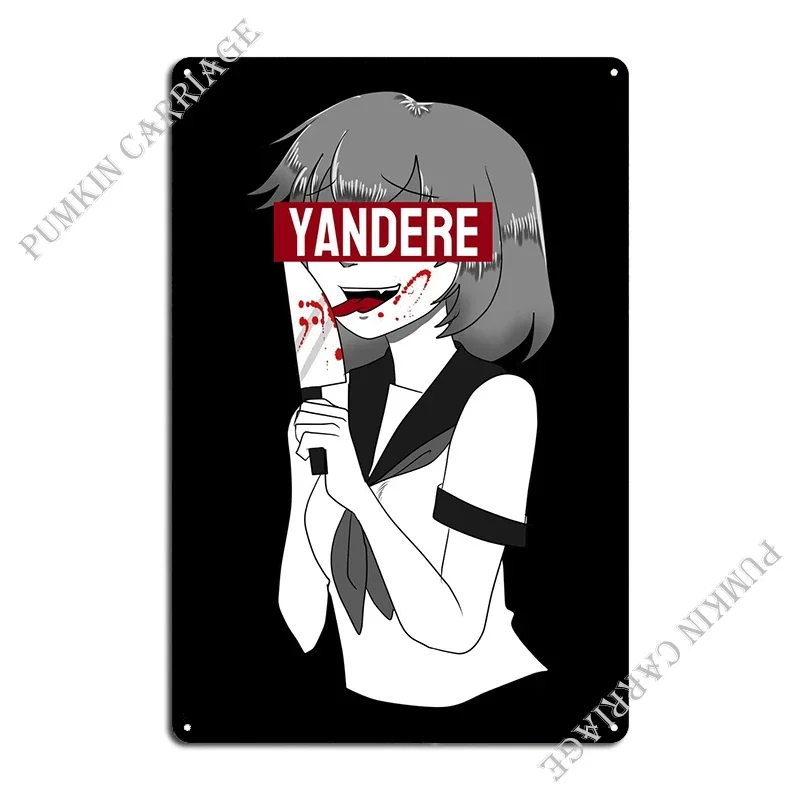 Yandere Anime Girl Metal Signs Garage Plaques Kitchen Cinema Tin Sign Poster