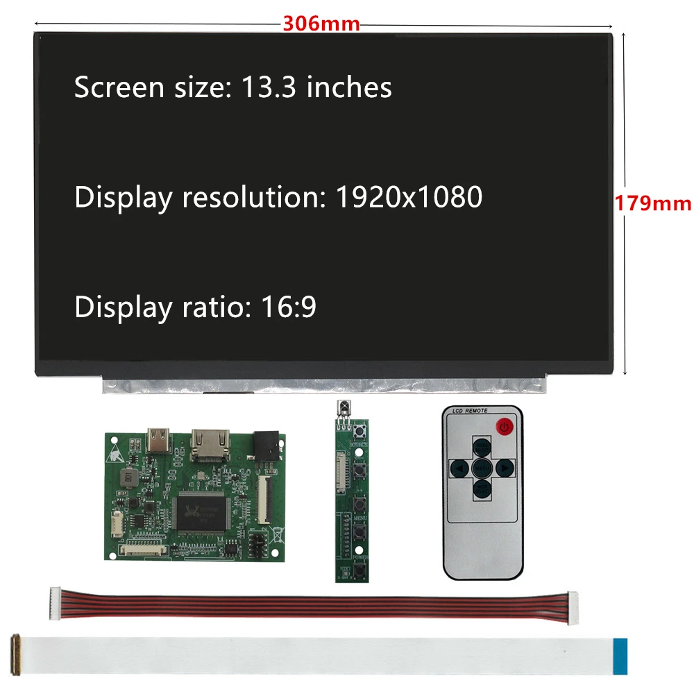 13.3 Inch LCD Screen Display HDMI Monitor Driver Control Board type C input Compatible For Lattepanda Raspberry Pi PC Banana Pi