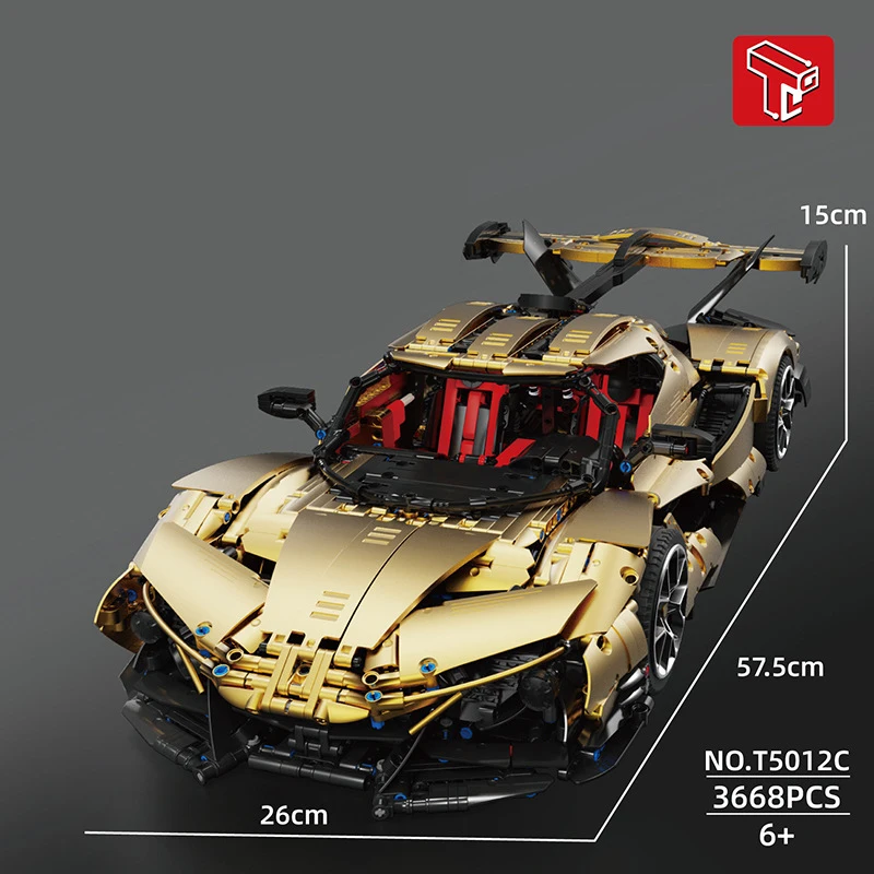 IN STOCK MOC Technical Remote Control Golden Sports Car Building Blocks Bricks Assembling Model Toys for Boys Birthday Gift Set