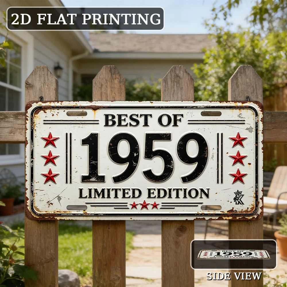 2D Flat, [2D Flat], 2D Flat, 1pc, Vintage Metal Aluminum Sign Decoration(12'' * 6''), Best of 1959 Limited Edition, Outdoor Plaq