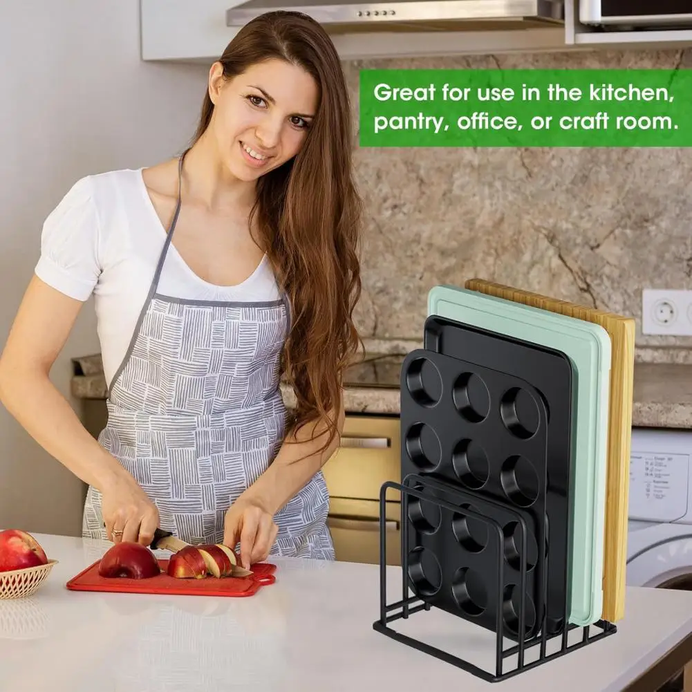 

Компактная стойка для стойки. Компактное решение для хранения. Органайзер для кухонной сковороды с держателем разделочной доски. Выпечка для организации.