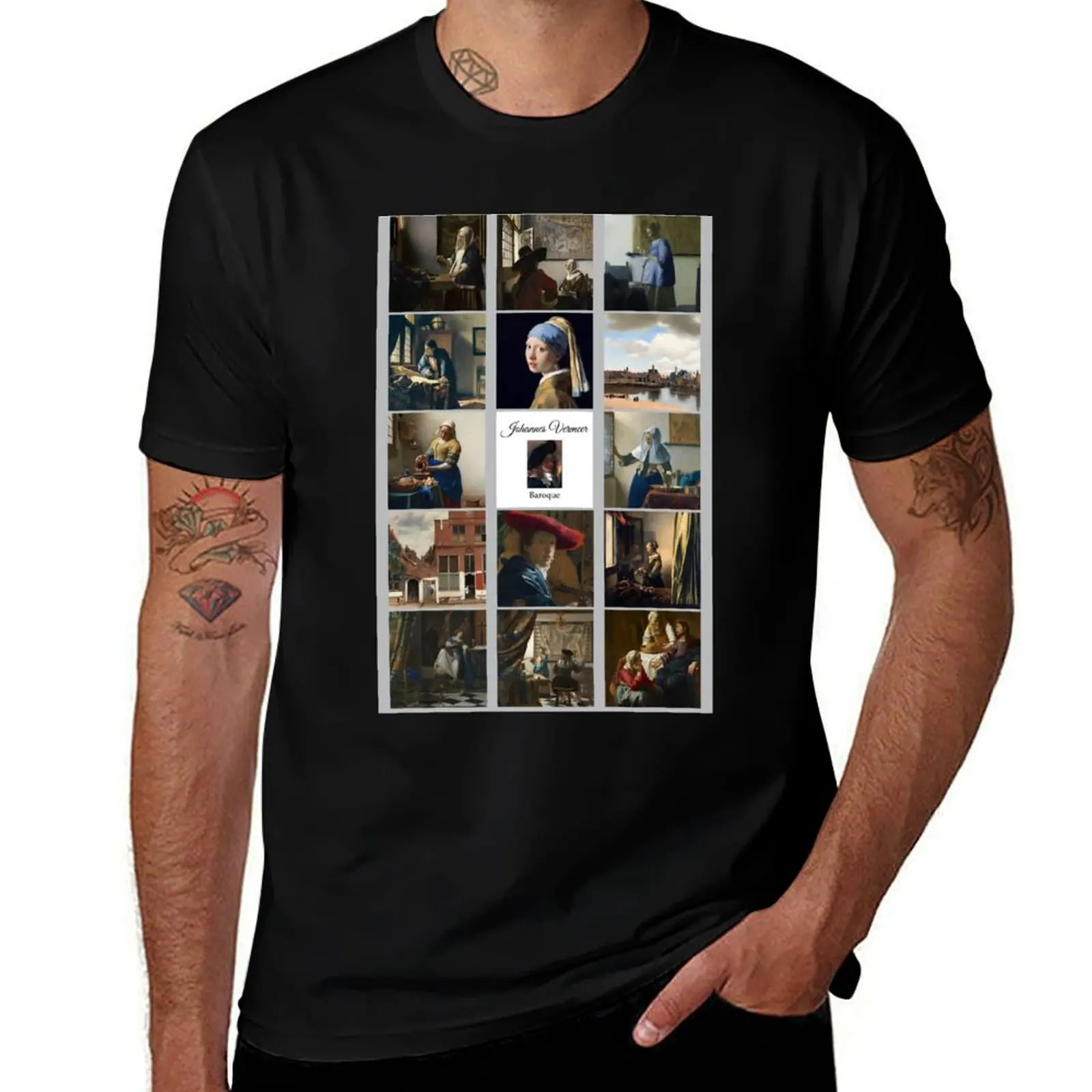 

Johannes Vermeer Popular Works Collage T-Shirt man t shirt luxury t shirt man casual T-Shirt