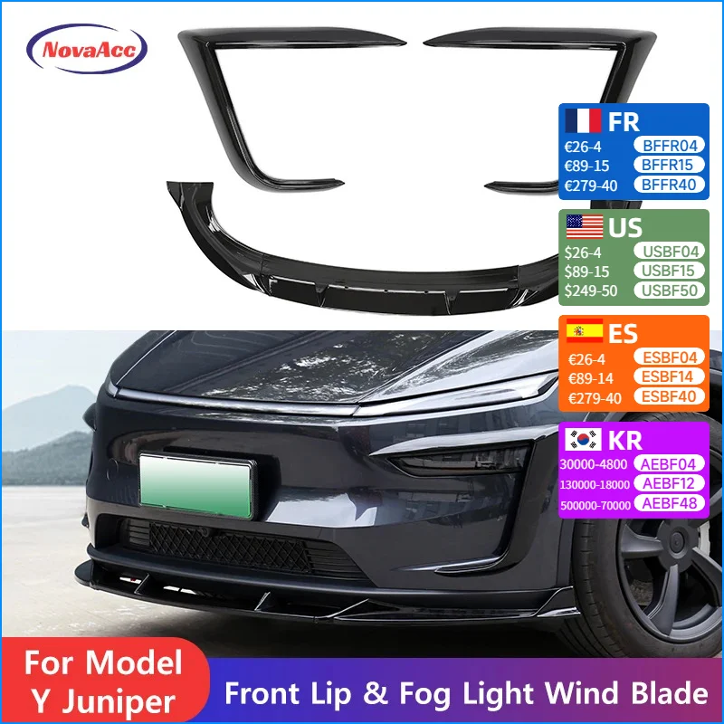 

Front Lip Fog Light Wind Blade For Model Y Juniper 2025 ABS Anti-Scratch Front Shovel Anti-Collision Car Lamp Protective board