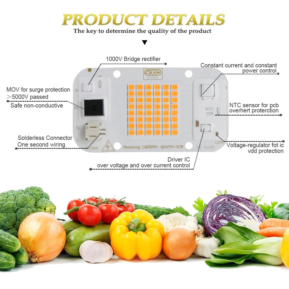 Samsung Quantum 100W LED Grow Light LM283B+ Phyto Lamp With UV RED On/Off Switch For Greenhouse Hydroponic Plant Growth Lighting