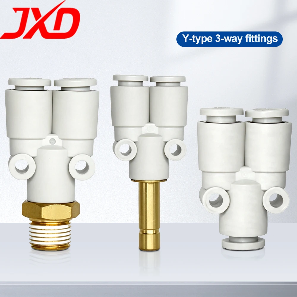 JXD Quick Push-in Y Tee Plastic Pneumatic Fitting for PU Air Tubing KQ2U04/06/08/10/12