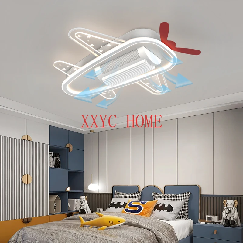 

Aircraft Light Full Spectrum Eye Protection Smart Children's Room with Fan Bedroom Light Ceiling Light 2024 New Fan Lamp